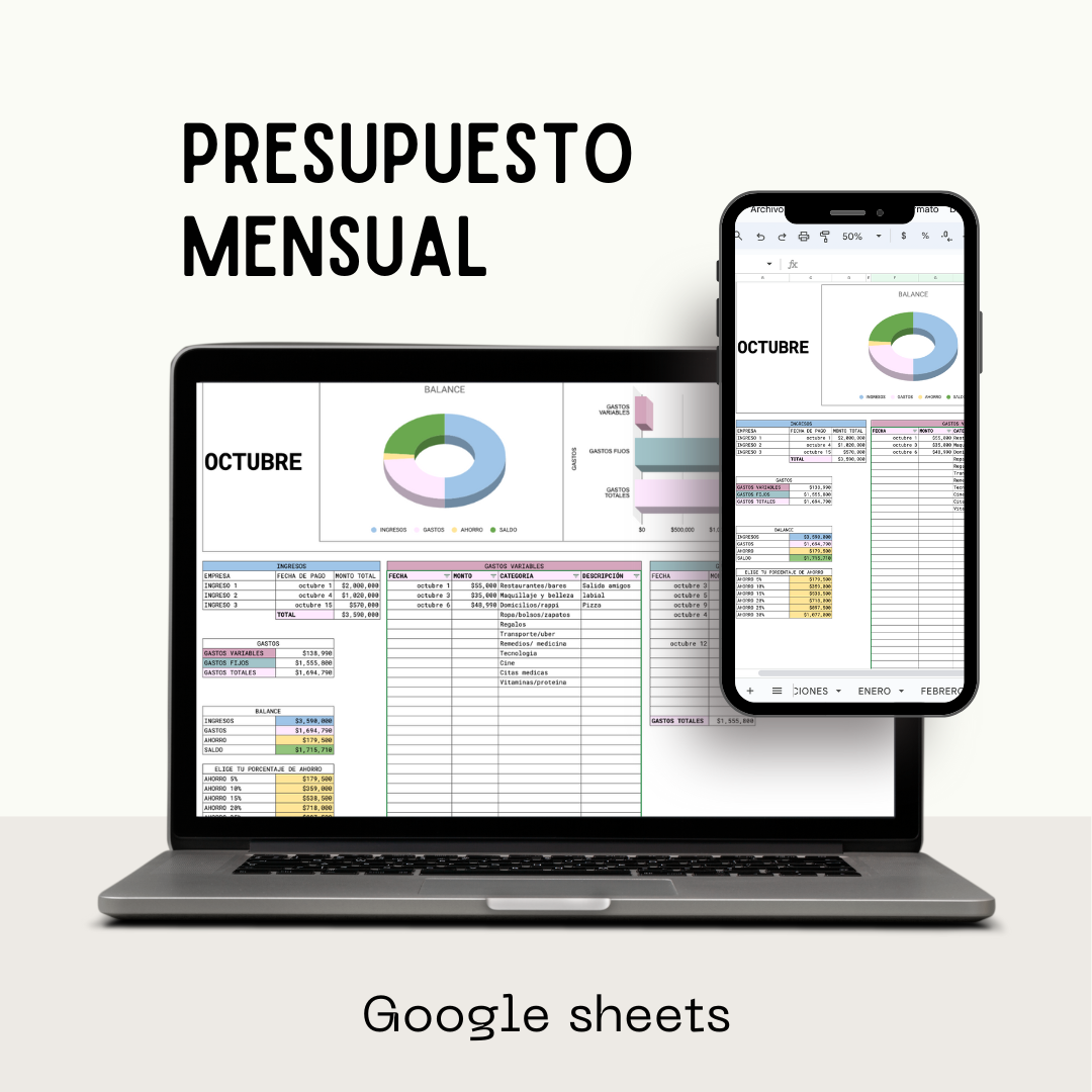 PLANTILLA PRESUPUESTO MENSUAL (Google Sheets)