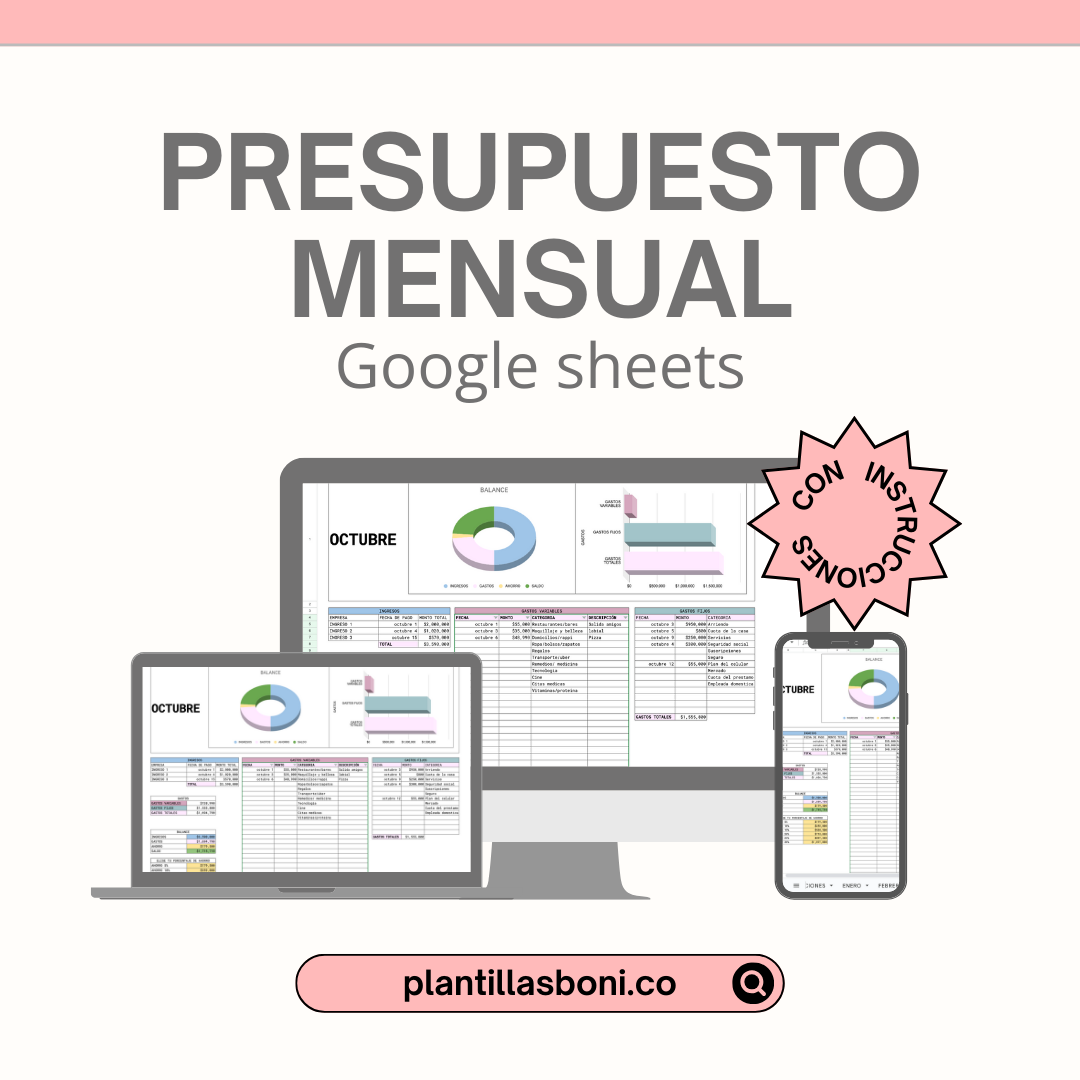 PLANTILLA PRESUPUESTO MENSUAL (Google Sheets)