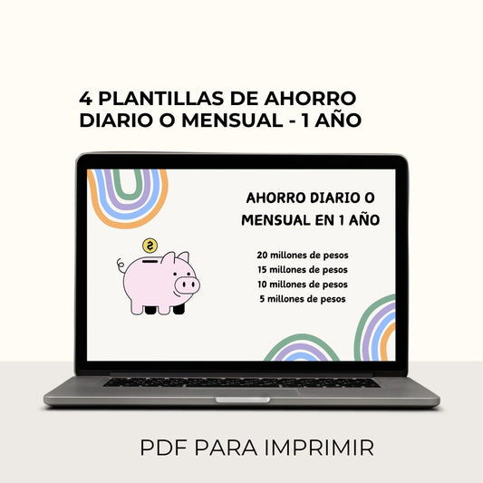 Ahorro DIARIO o MENSUAL 5- 10- 15 y 2O millones en 1 año